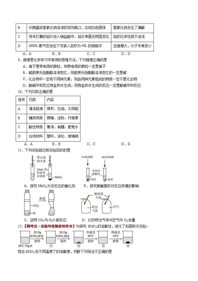 2024年中考化学考前信息必刷卷01（安徽专用）（原卷版）第3页