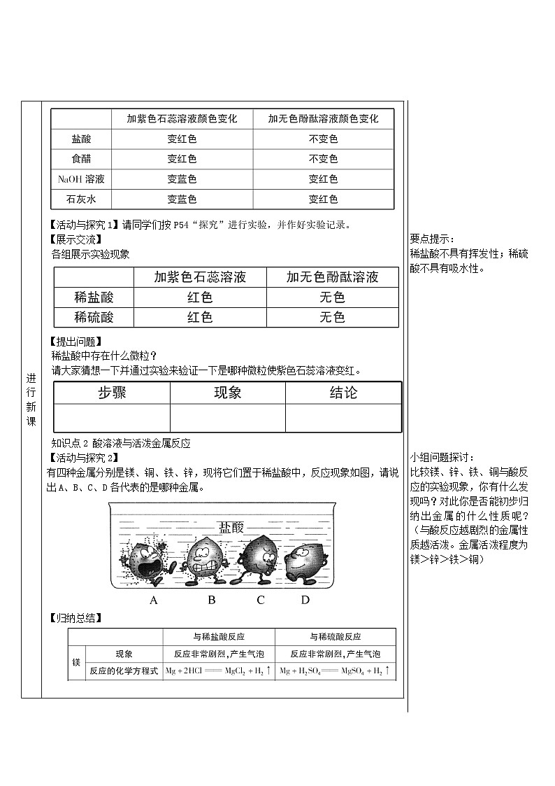 2024九年级化学下册第8章常见的酸碱盐8.2常见的酸和碱第2课时稀酸的化学性质导学案（科粤版）第2页