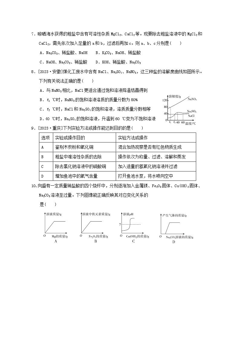 2024九年级化学下学期期中综合素质评价试卷（附答案鲁教版）02