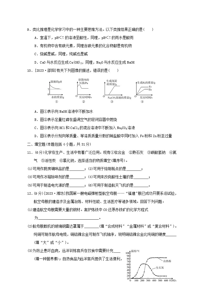 2024九年级化学下学期综合能力素质评价试卷（附答案鲁教版）03