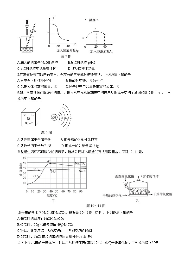 2024年广东省中考联考三模化学试卷(无答案)第2页