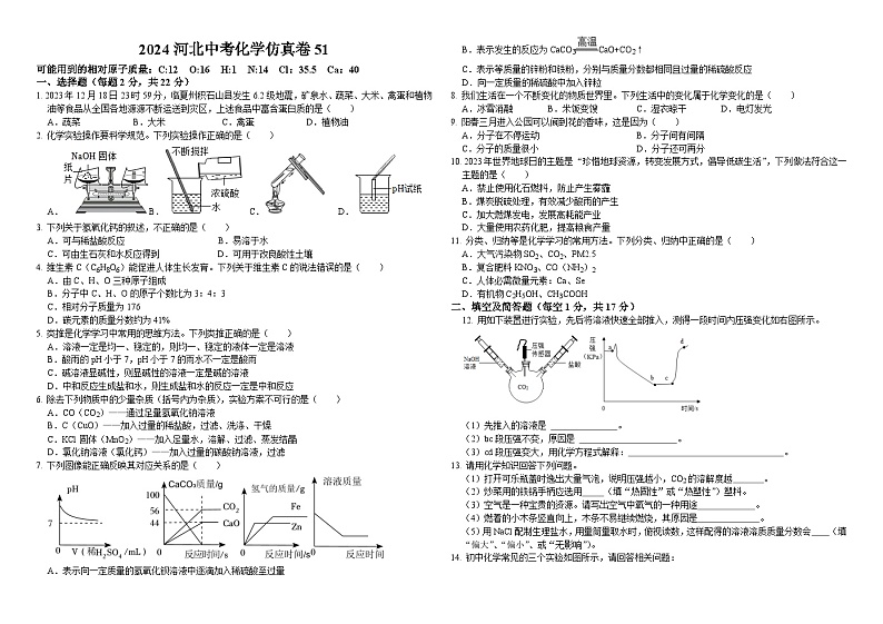 2024年河北省中考化学仿真卷51第1页