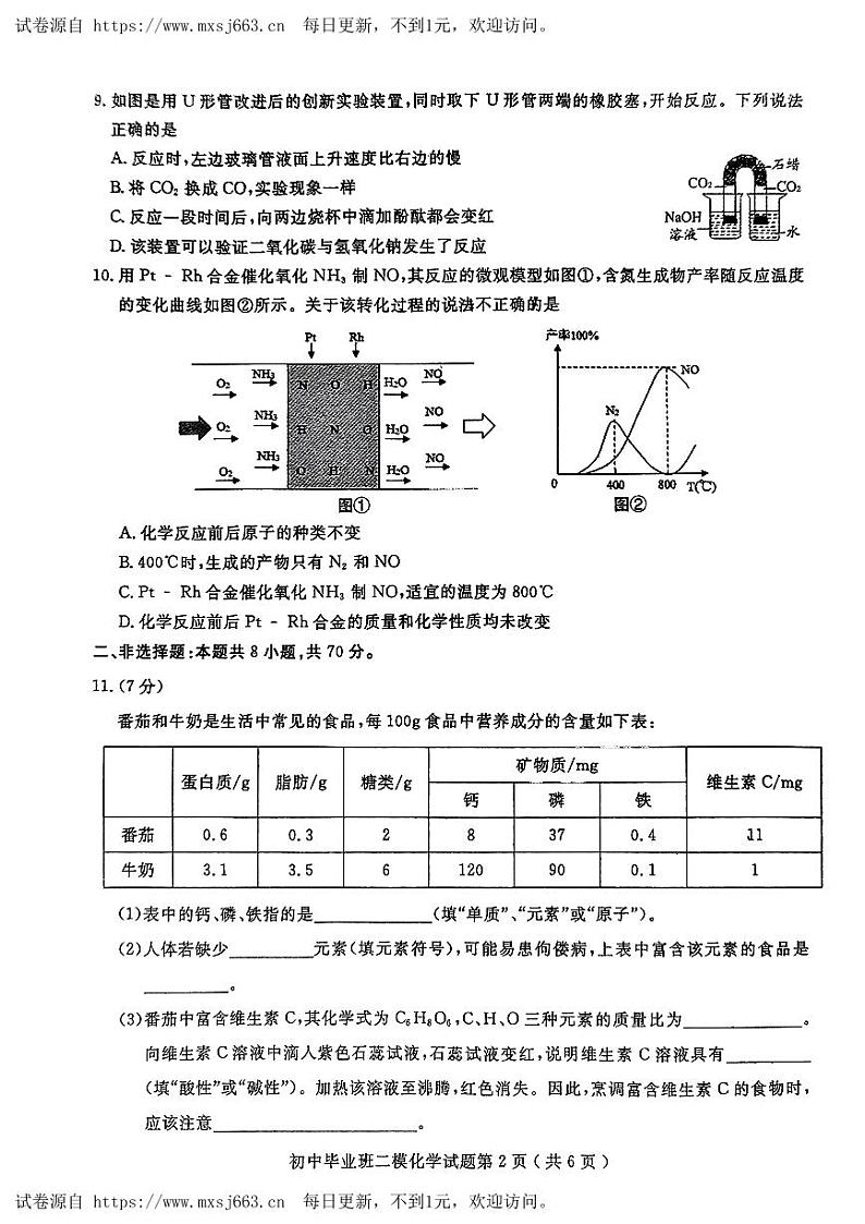 2024年福建省三明市永安市中考二模化学试题第2页