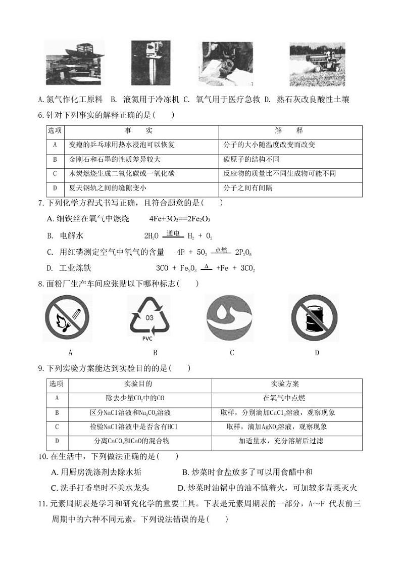 2024年黑龙江省哈尔滨市南岗区中考三模化学试题02