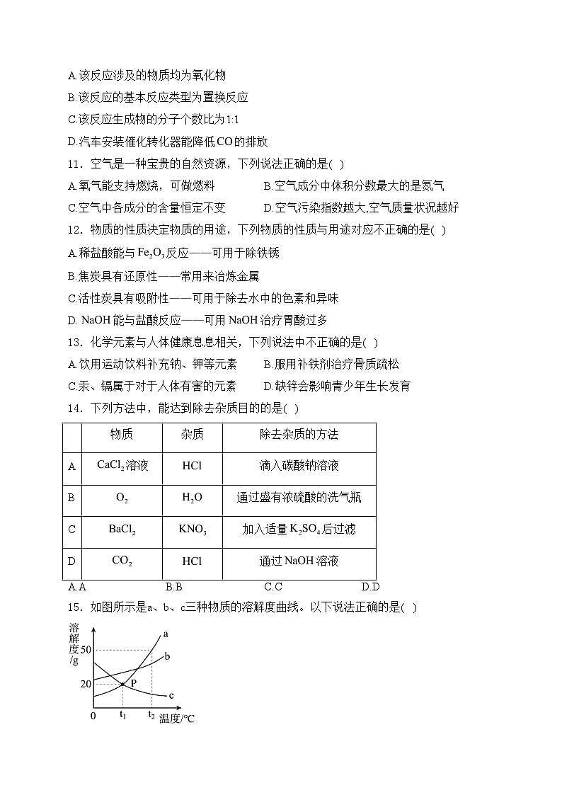 内蒙古呼伦贝尔市鄂伦春自治旗2024届九年级下学期中考二模化学试卷(含答案)第3页