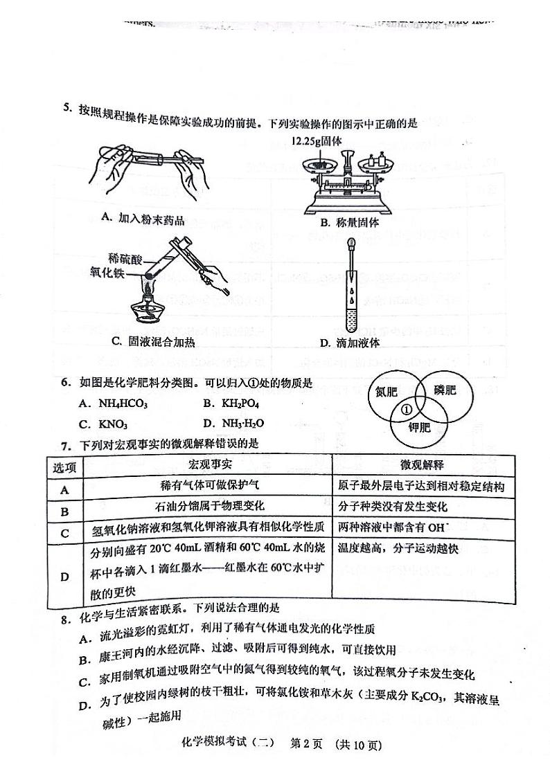 2024年山东省肥城市初中学业水平模拟考试（二）化学试题02