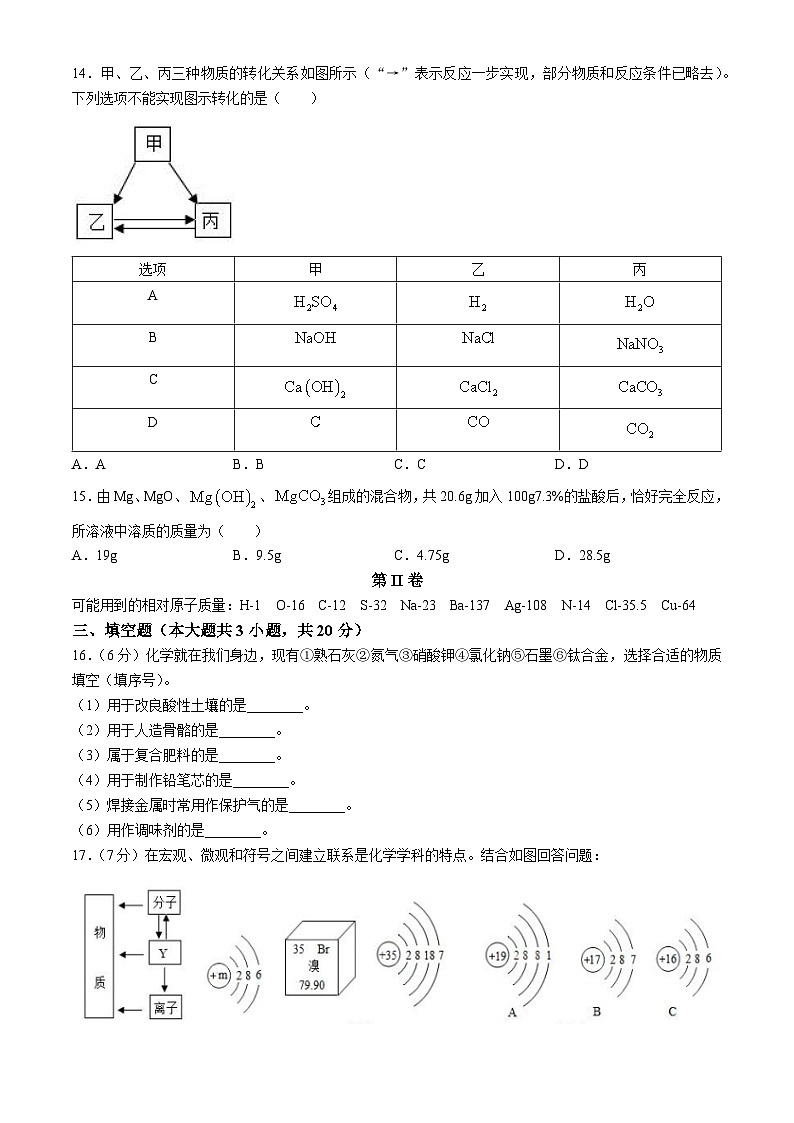 2024年天津市河东区太阳城学校中考模拟化学试题（十二）03