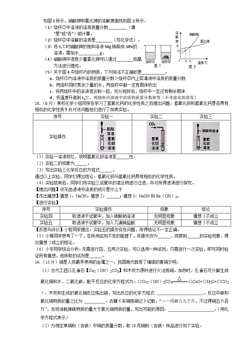 2024年江苏省盐城市大丰区中考三模化学试题第3页