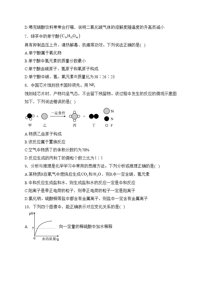 江西省九江市柴桑区五校2024届九年级下学期中考二模化学试卷(含答案)02