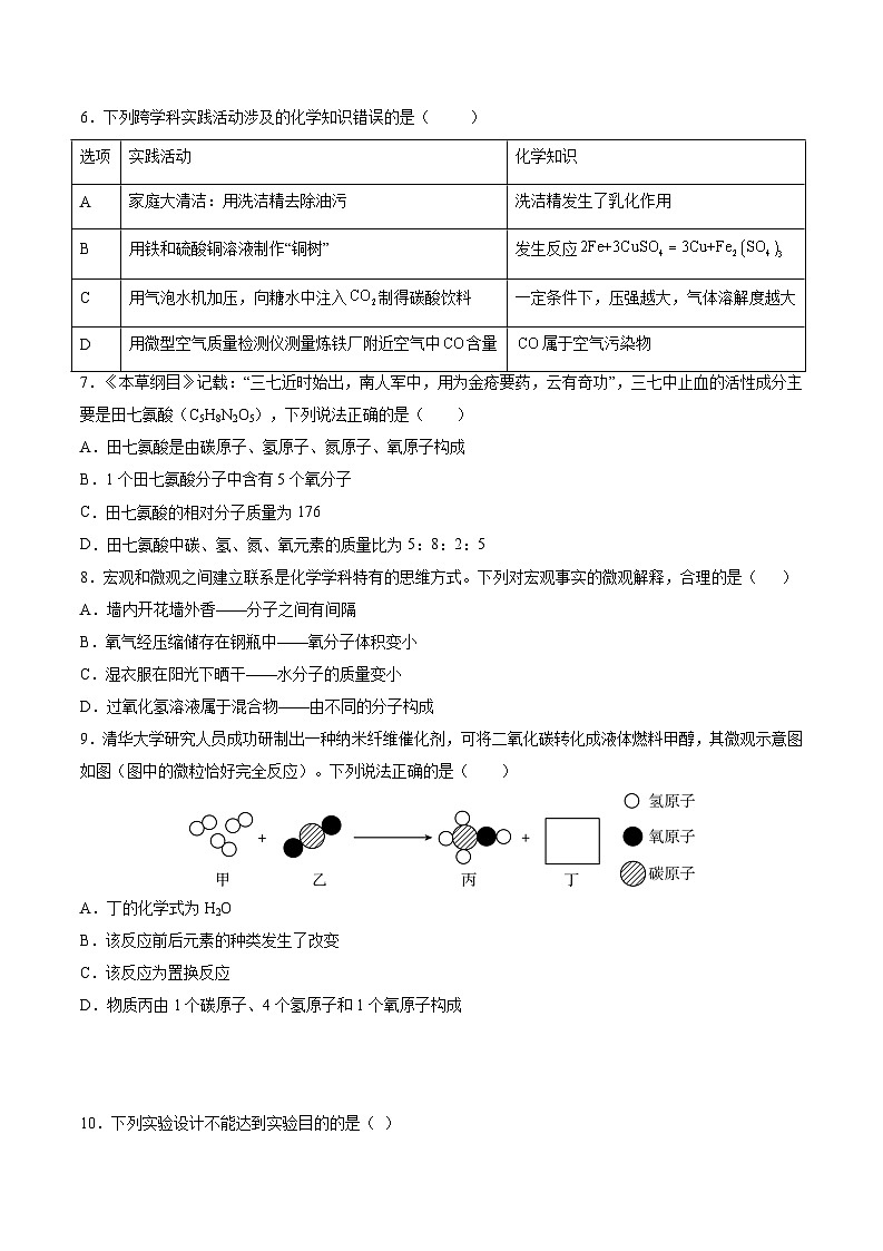 2024年湖北省卷中考化学临考押题卷（原卷版）第2页