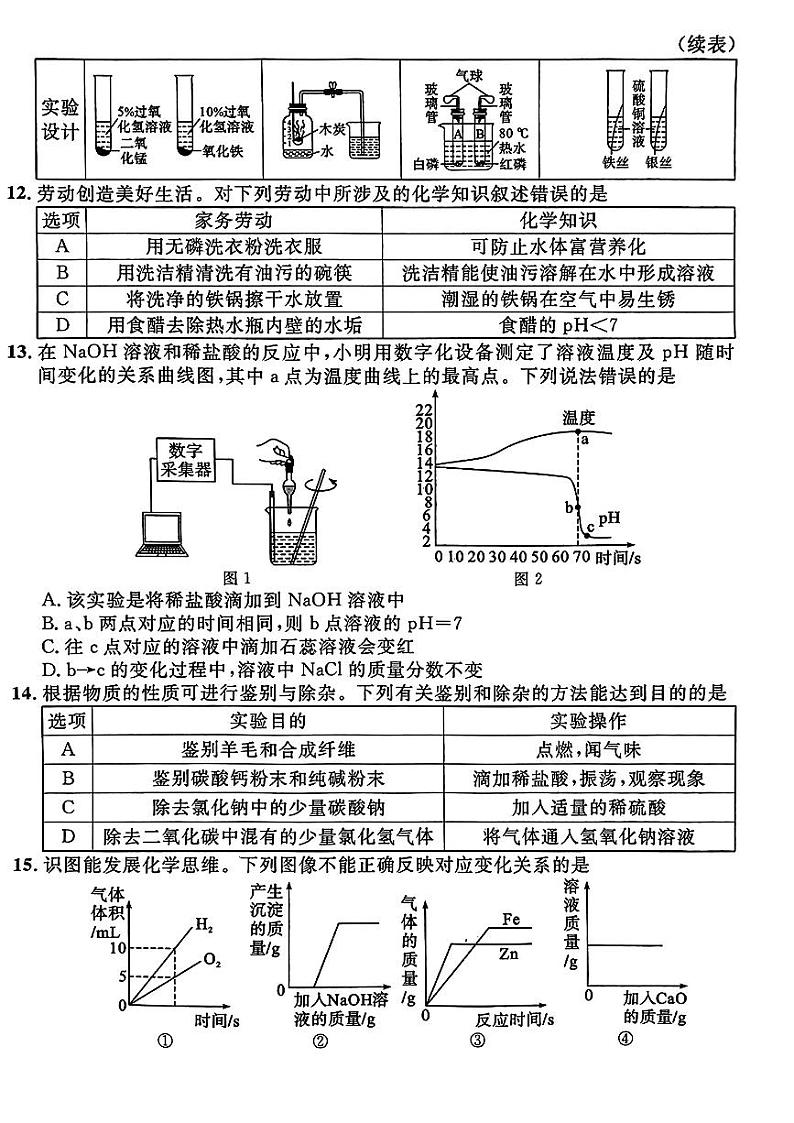 2024年湖南省怀化市沅陵县多校联考中考三模考试化学试题第3页