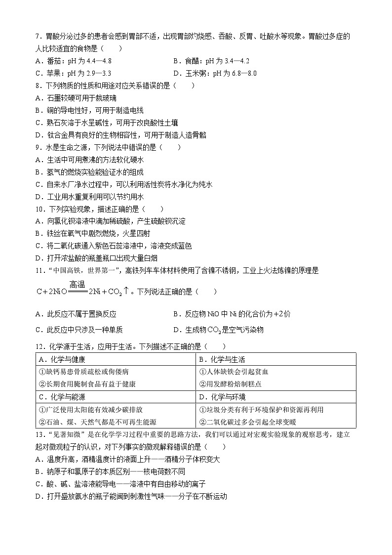 云南省曲靖市麒麟第七中学2023-2024学年九年级下学期第五次月考化学试卷(无答案)02