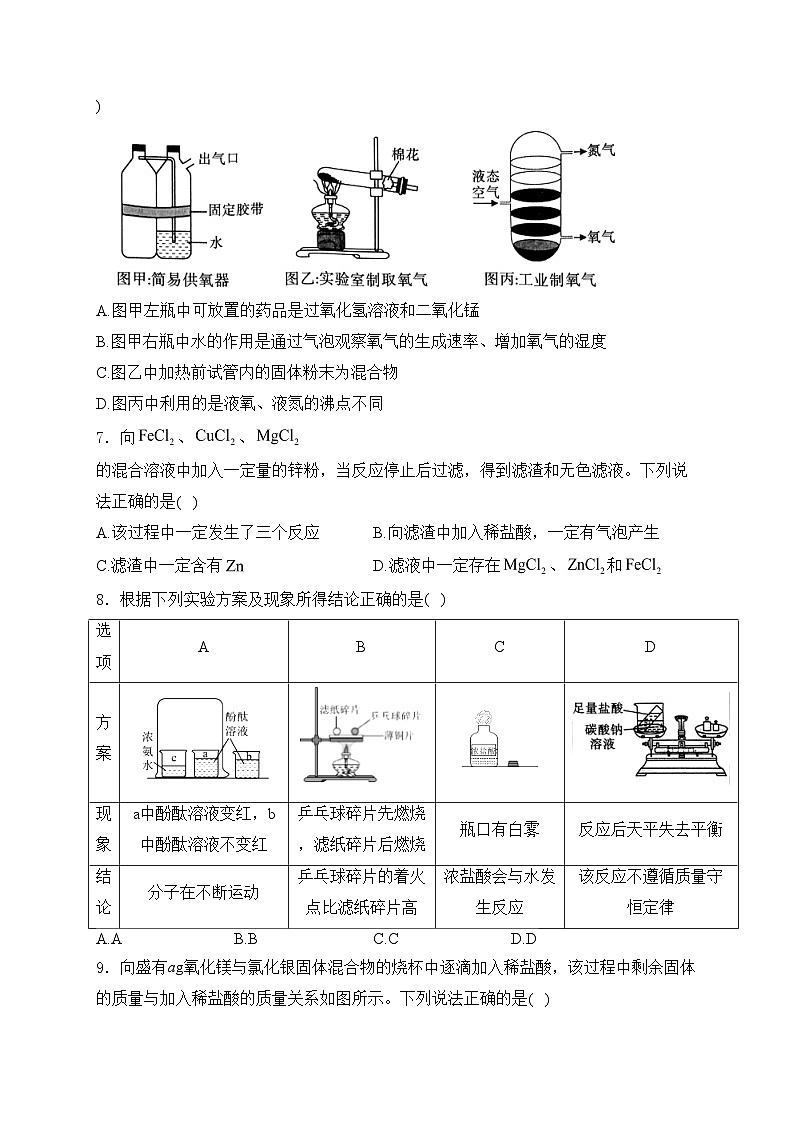 陕西省咸阳市礼泉县2024届九年级下学期中考三模化学试卷(含答案)02