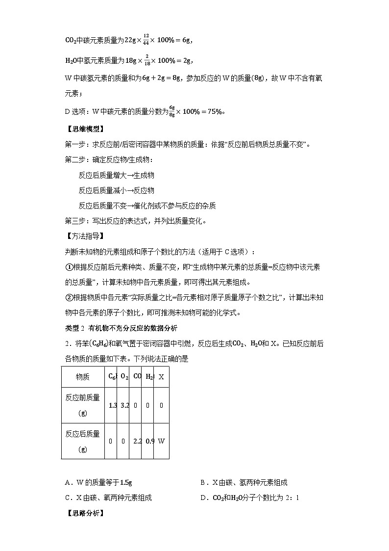 2024中考化学压轴题题型1质量守恒定律的应用之定量分析第2页