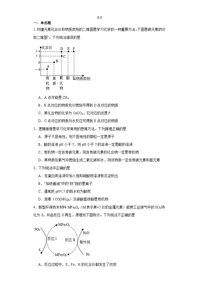 2024年沪教版（全国）化学第8-9章压轴题（含答案）第1页