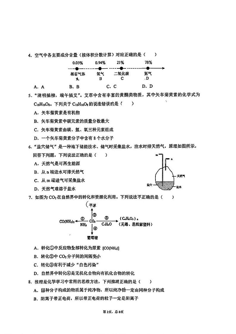 2024年福建省厦门第一中学中考二模考试化学试题02