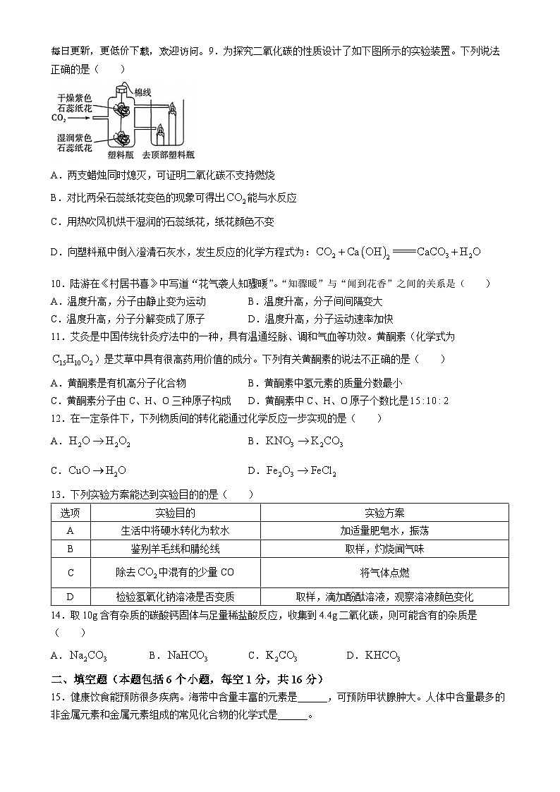2024年河南省洛阳市宜阳县多校联考中考压轴考试（二模）化学试题(无答案)02