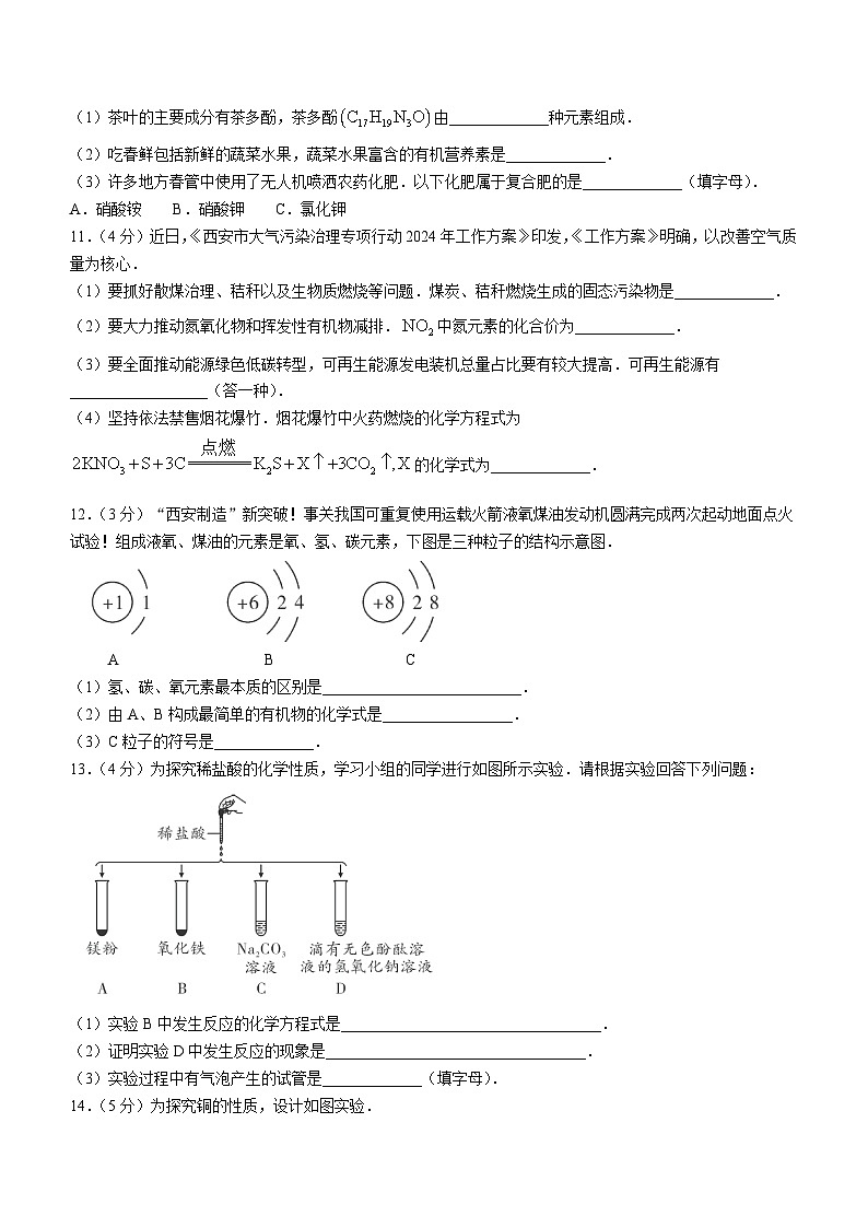 2024年陕西省宝鸡市陇县初中学业水平考试化学试卷03