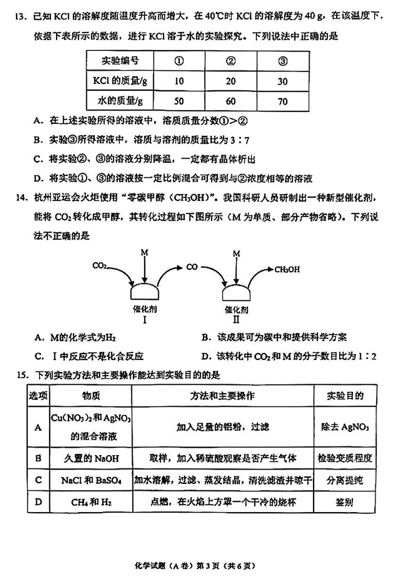 2024年重庆市中考化学试题（A卷）第3页