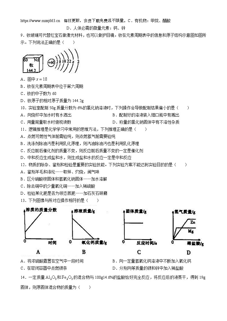 2024年河南省南阳市内乡县中考三模化学试卷(无答案)第2页