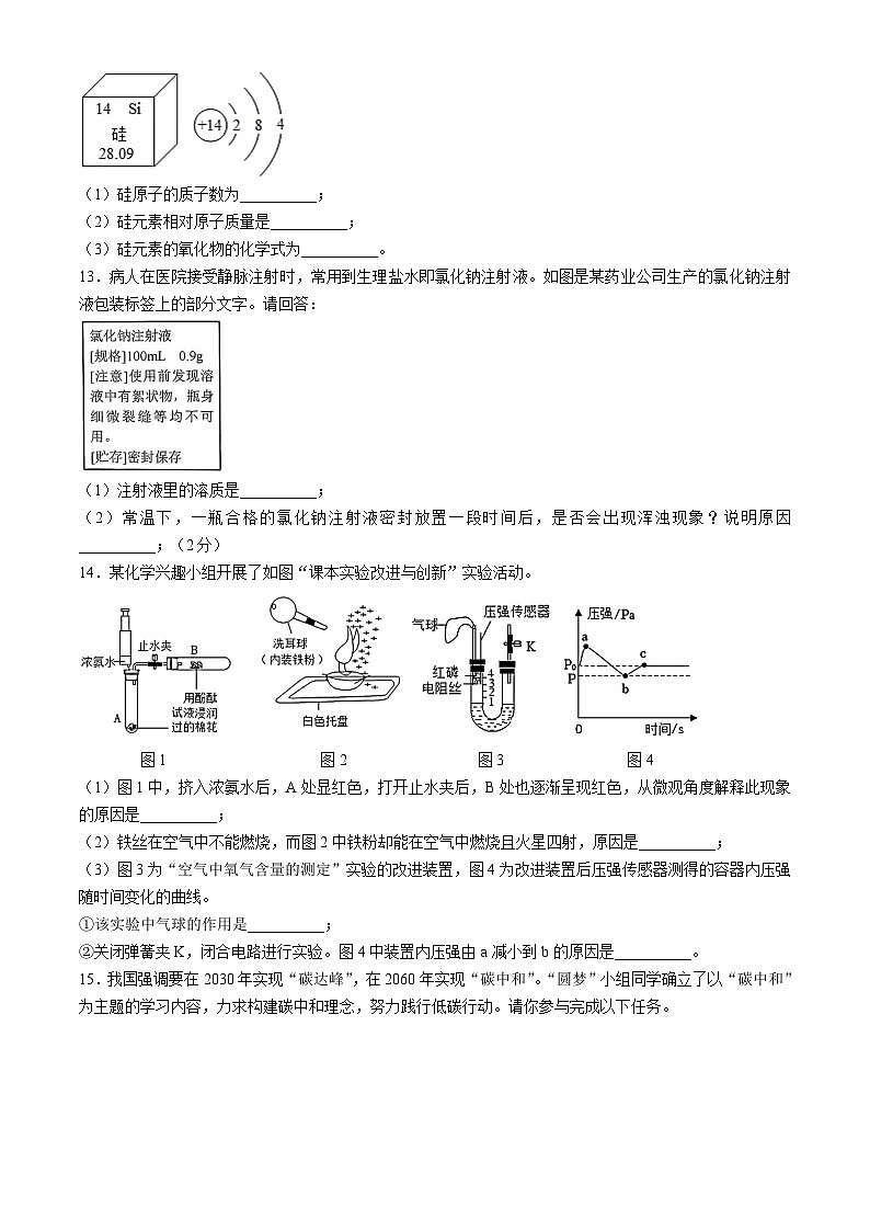 2024年吉林省长春市九台区中考考前模拟化学试卷第3页