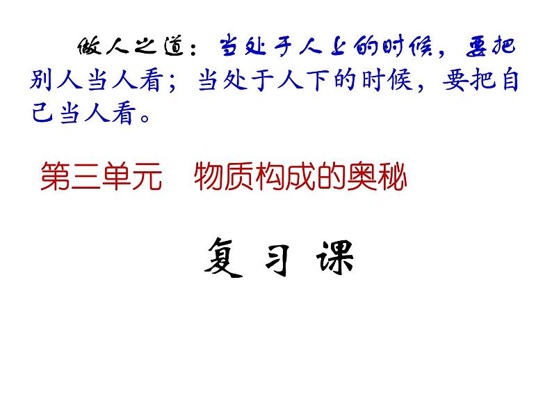 九年级化学上册第3单元物质构成的奥秘复习课课件人教版第1页