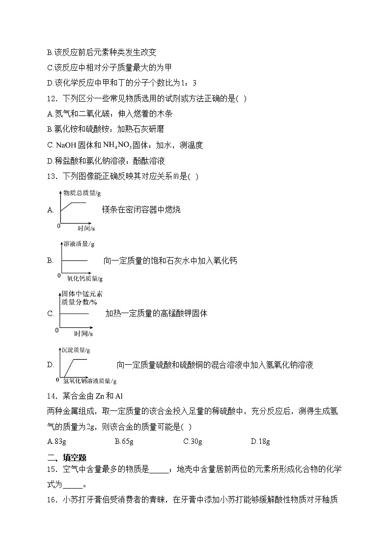 河南省信阳市淮滨县2024届九年级下学期中考二模化学试卷(含答案)第3页