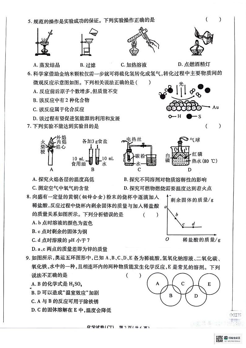 2024年陕西省铜川市耀州区初中学业水平考试化学猜题信息卷02