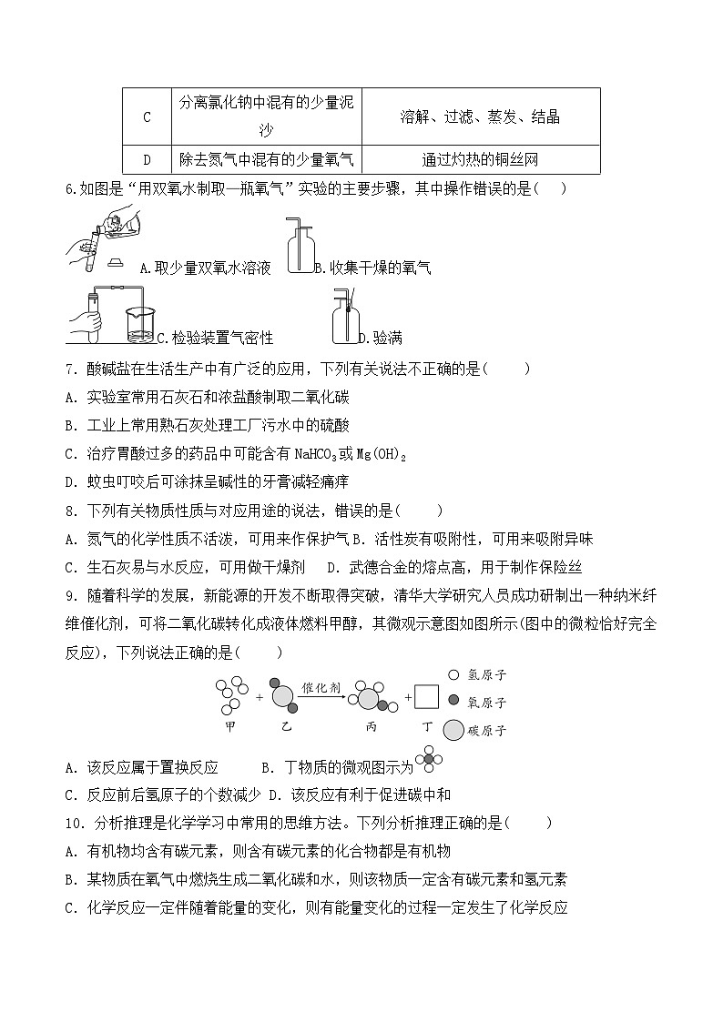 2024年安徽省合肥市中考模拟化学试卷(四)02