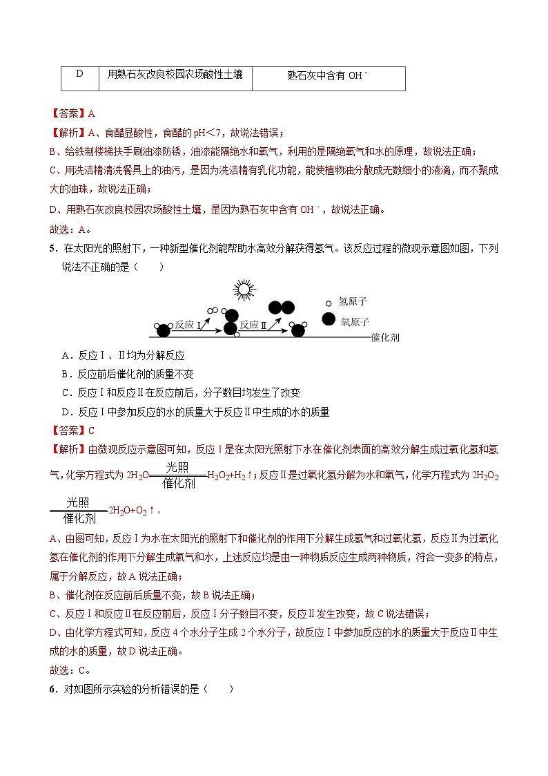 2024年中考化学第三次模拟考试（武汉卷）03