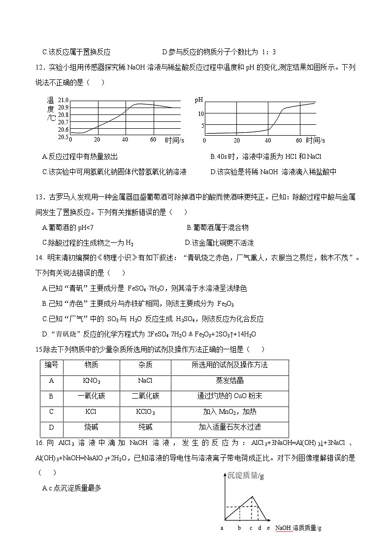 2024年中考化学第三次模拟考试（重庆卷）03