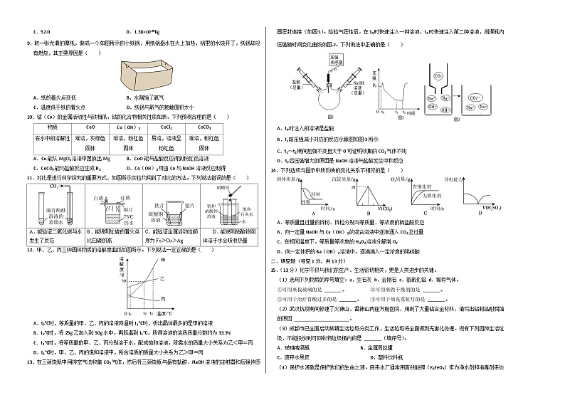 化学（成都卷）（考试版A3）第2页