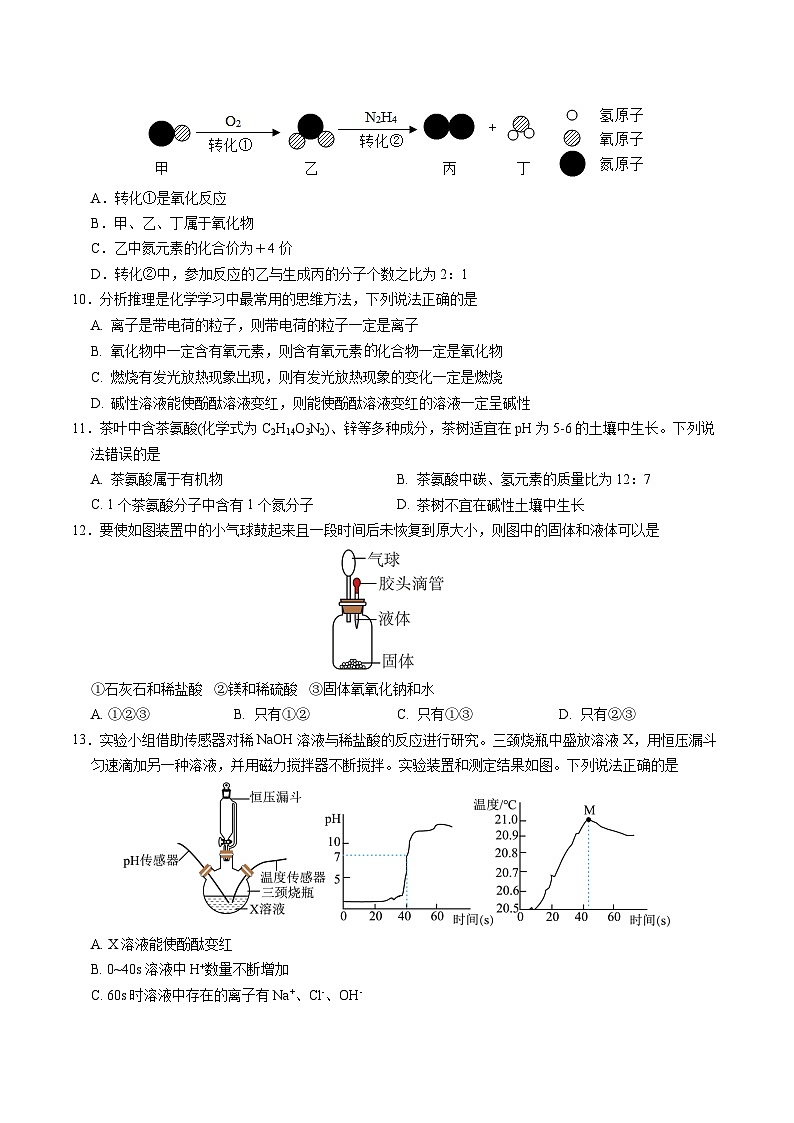 2024年中考化学押题预测卷（苏州卷）-（含考试版、答案、解析和答题卡）03