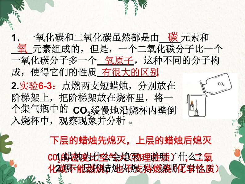 人教版化学九年级上册 第六单元课题3第一课时 二氧化碳的性质课件第6页