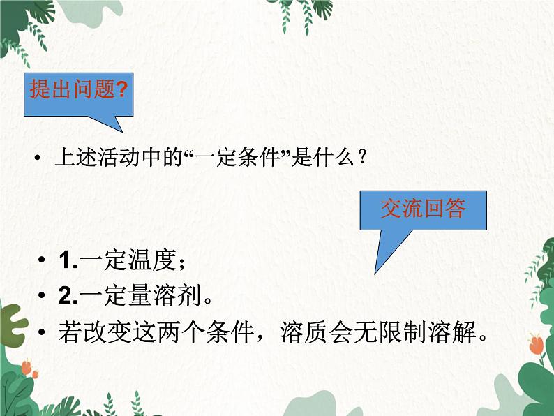 人教版化学九年级下册 第九单元课题2第一课时 饱和溶液和不饱和溶液课件第7页