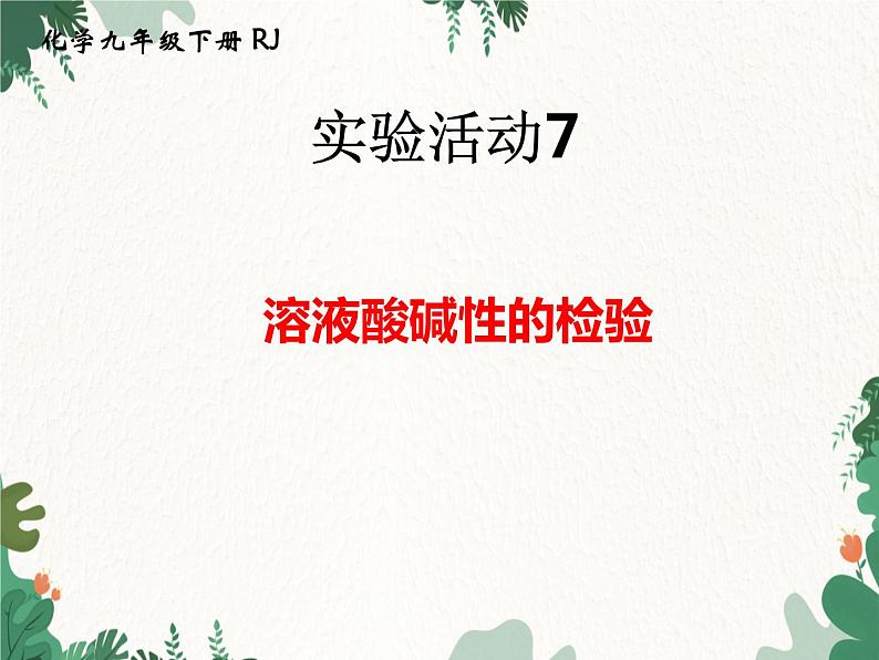 人教版化学九年级下册 第十单元实验活动七 溶液酸碱性的检验课件第1页