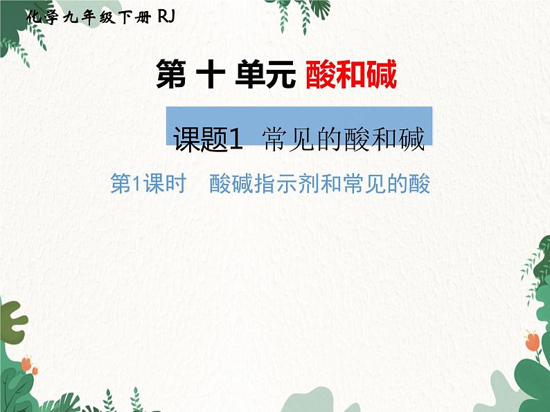 人教版化学九年级下册 第十单元课题1第一课时 酸碱指示剂和常见的酸课件01