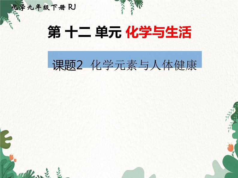 人教版化学九年级下册 第十二单元课题2 化学元素与人体健康课件第1页