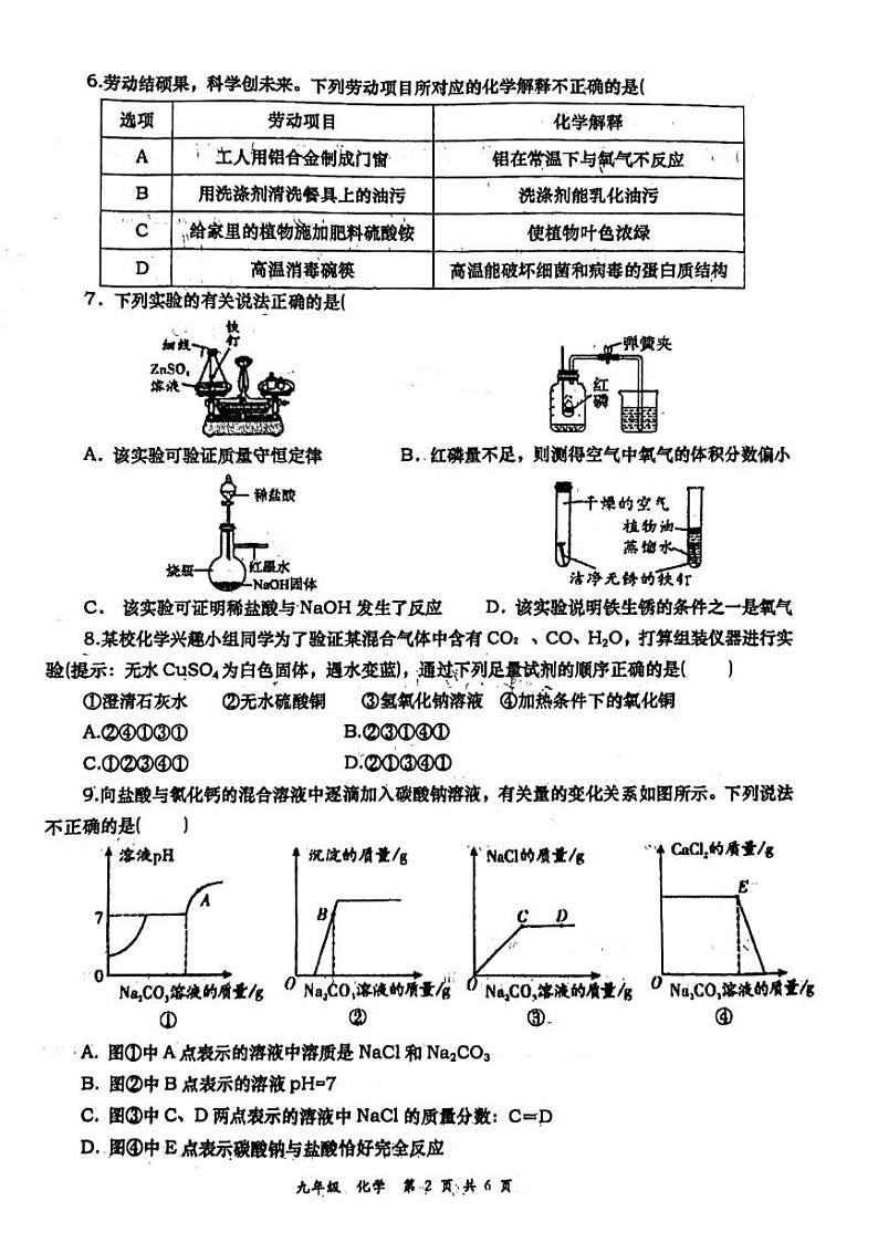 2024年陕西省西安市唐南中学中考八模化学试题第2页