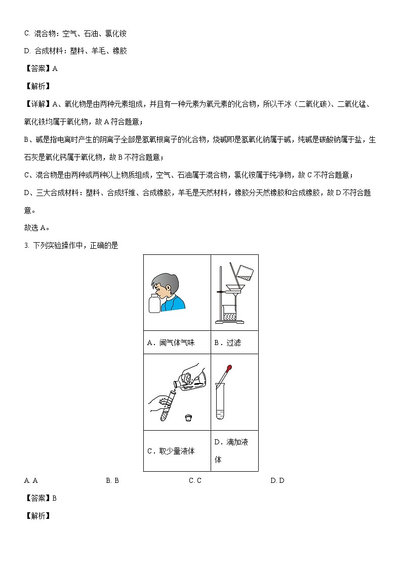 [化学]山东省临沂市费县2024年中考二模试题（解析版）02