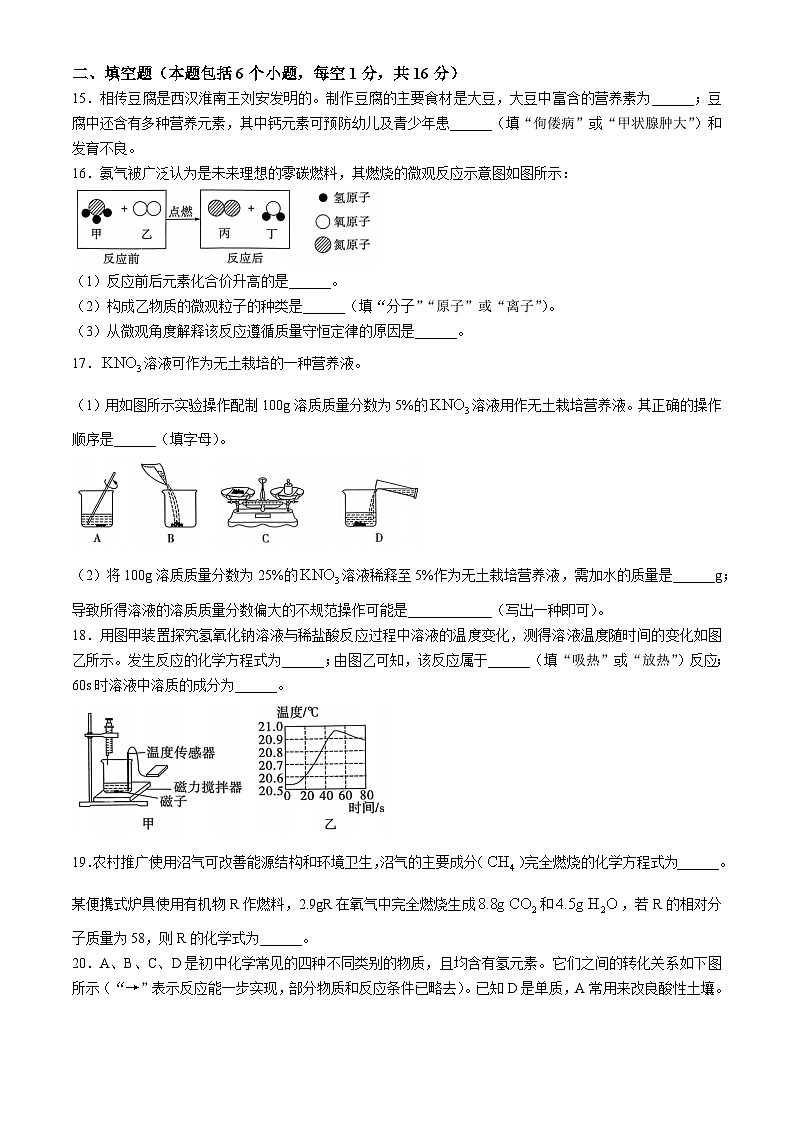 2024年河南省南阳市多校中考模拟九年级化学试题03