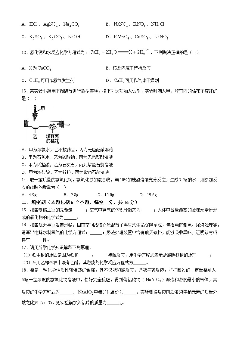 2024年河南省新乡市河师大附中中考第四次模拟考试化学试卷第3页