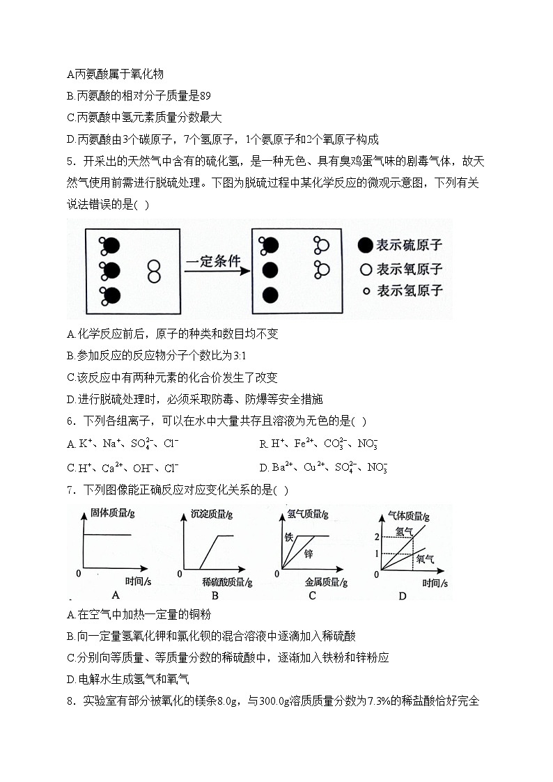 四川省达州市2024届中考理综试卷 化学试卷（无答案）第2页