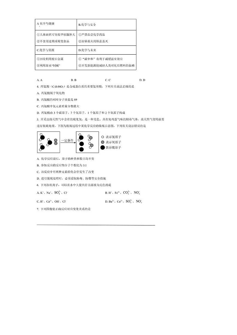 [化学]2024年四川省达州市中考化学真题（原卷版）02