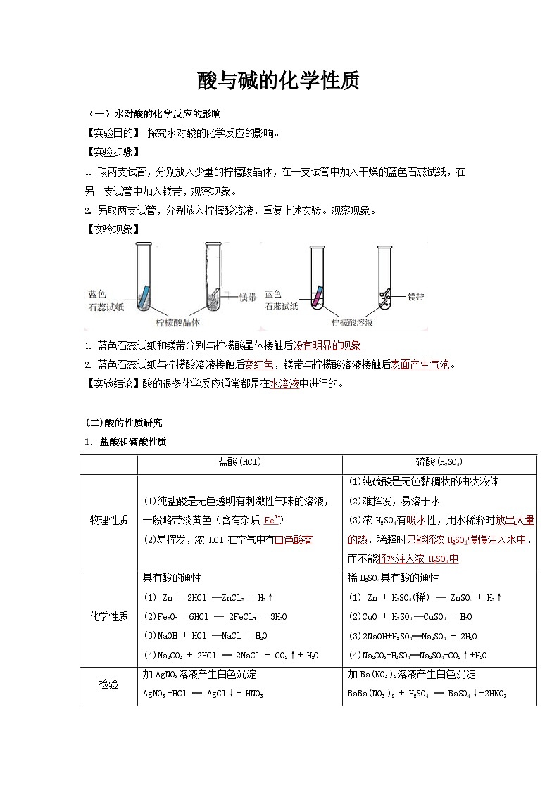 13 酸与碱的化学性质中考化学必考实验专练01