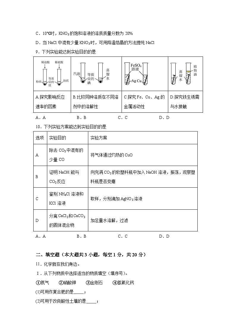 化学（新疆卷）-2024年中考考前最后一卷03