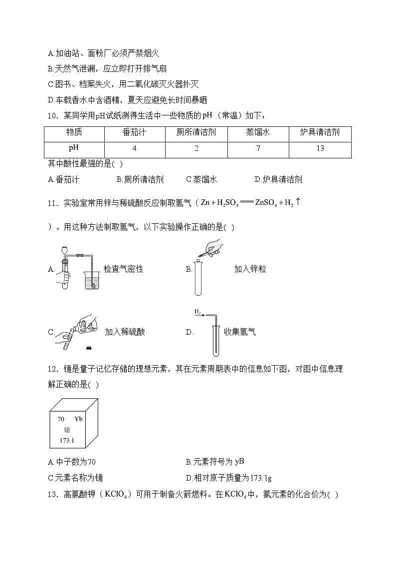 云南省昭通市昭阳区2024届九年级下学期中考二模化学试卷(含答案)02