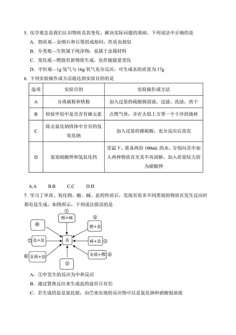 [化学]2024年贵州省中考考前预测卷化学（二）（无答案）02