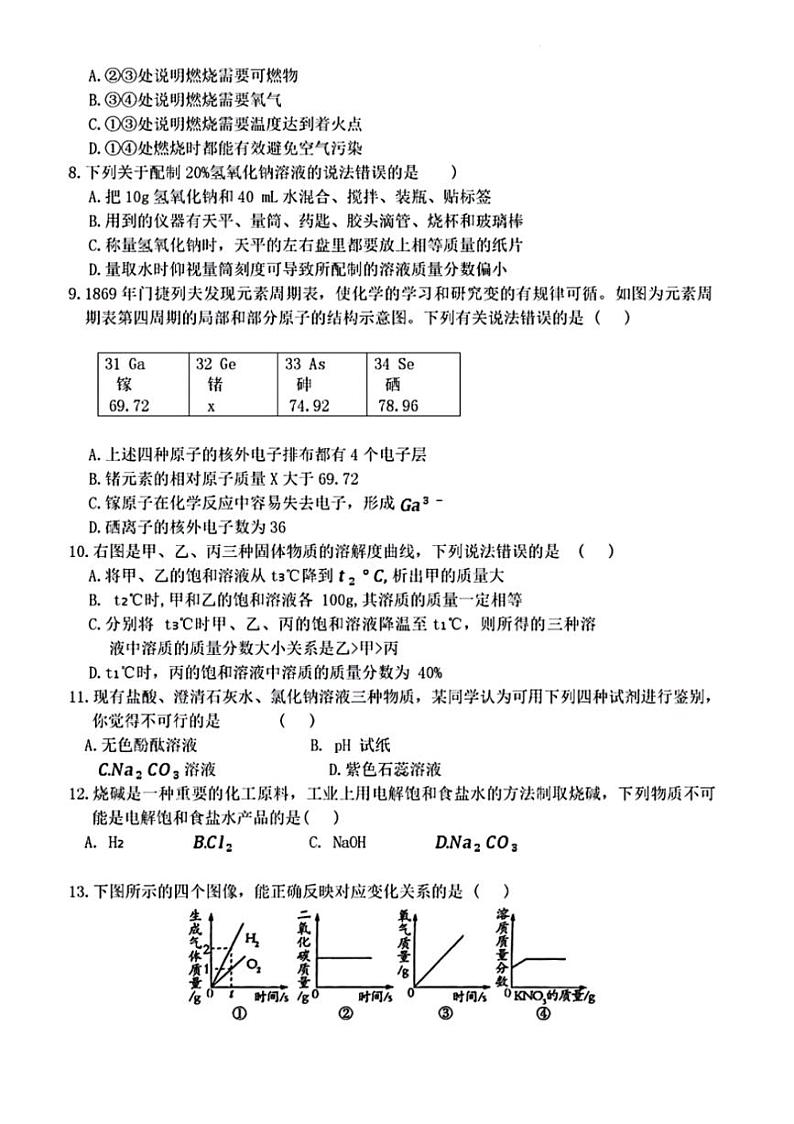 [化学]2024年河南省周口市项城市项城新华化学校等校联考中考三模化学试题（PDF版含答案）第2页