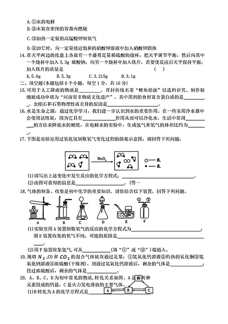 [化学]2024年河南省周口市项城市项城新华化学校等校联考中考三模化学试题（PDF版含答案）第3页
